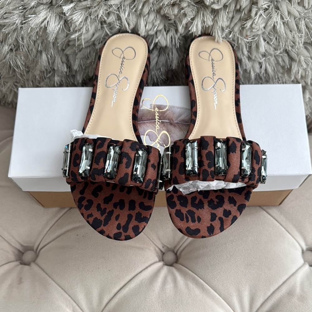 Jessica Simpson Amille Flat Leopard Print Sandals